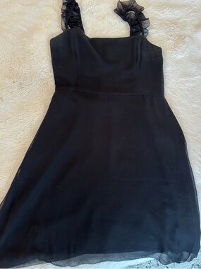 Wilfred Black Ruffle Strap Mini Dress
